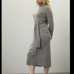 TOCCIN x RTR Elegant Knit Tie Front Gray Dress